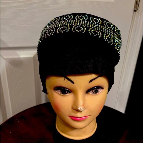 Courage Caps Chemo Sleep Fully Stoned Headwear Shimmery Black Scarf Cap - Picture 5 of 7